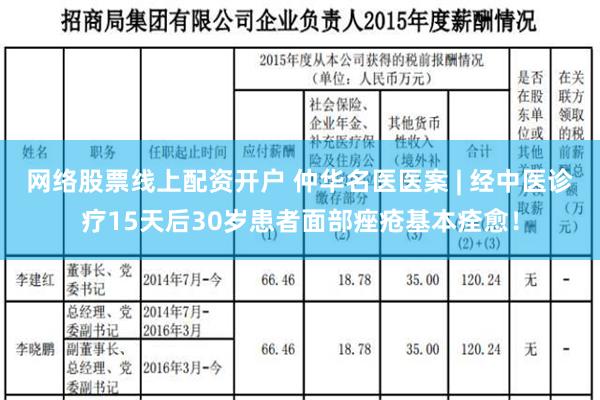 网络股票线上配资开户 仲华名医医案 | 经中医诊疗15天后30岁患者面部痤疮基本痊愈！