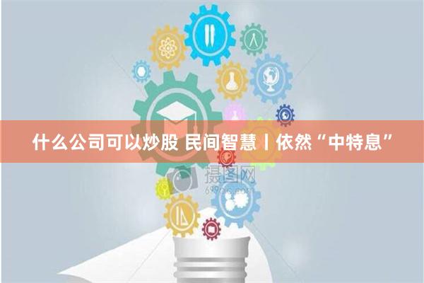 什么公司可以炒股 民间智慧丨依然“中特息”