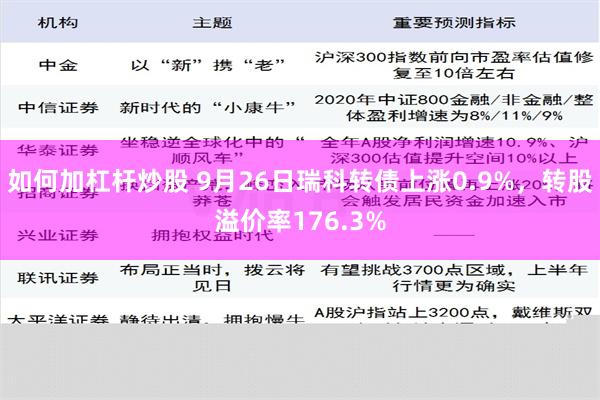 如何加杠杆炒股 9月26日瑞科转债上涨0.9%，转股溢价率176.3%